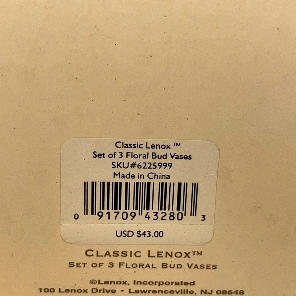 Three Lenox Bud Vases, Still New In Box, Set of Three Porcelain Bud Vases.